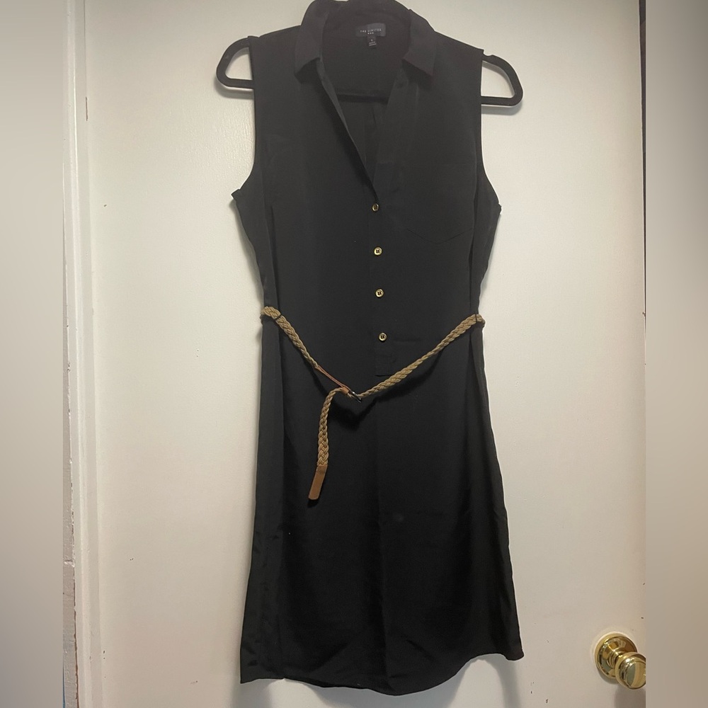 The Limited Black Sleeveless Dress with Belt